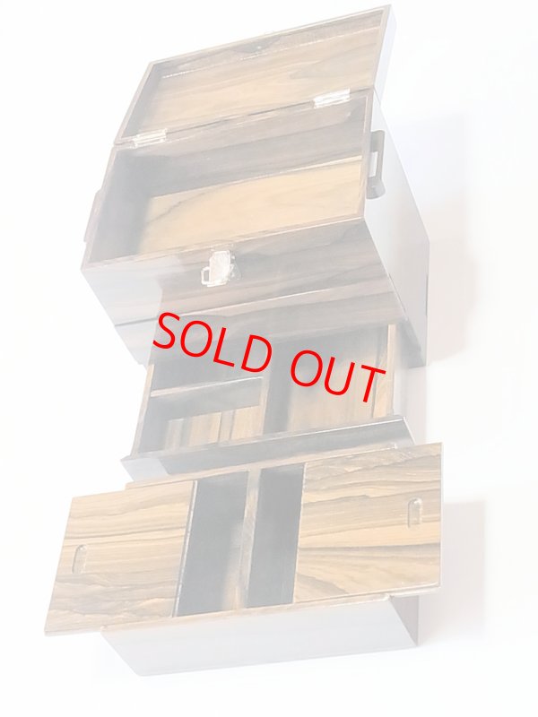 画像3: 総シャム柿道具箱　小　二段引き出し　変わり開け　シャム柿仕掛け巻き１０本付き