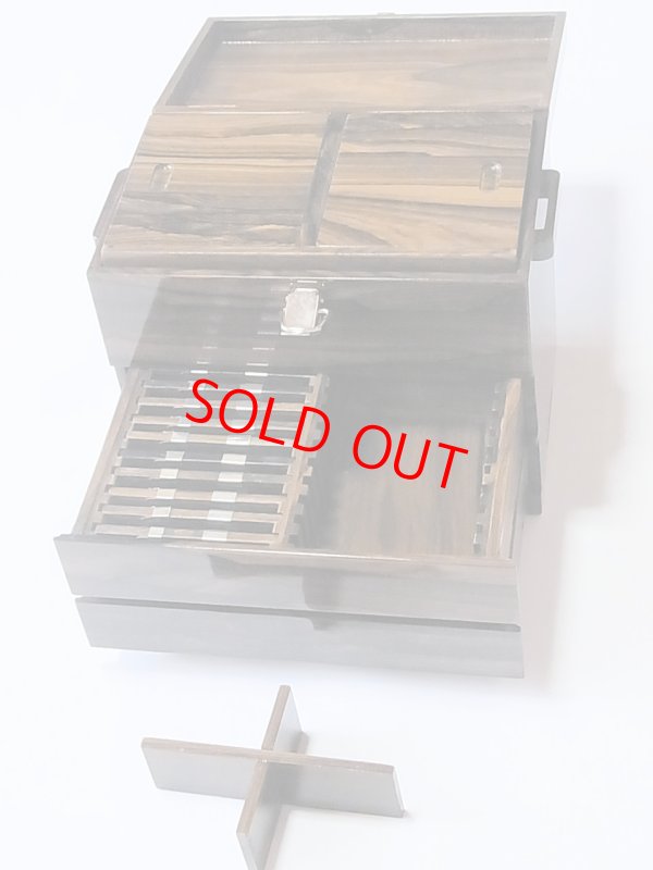 画像6: 総シャム柿道具箱　小　二段引き出し　変わり開け　シャム柿仕掛け巻き１０本付き