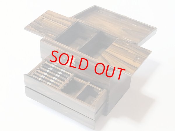 画像2: 総シャム柿道具箱　小　二段引き出し　変わり開け　シャム柿仕掛け巻き１０本付き