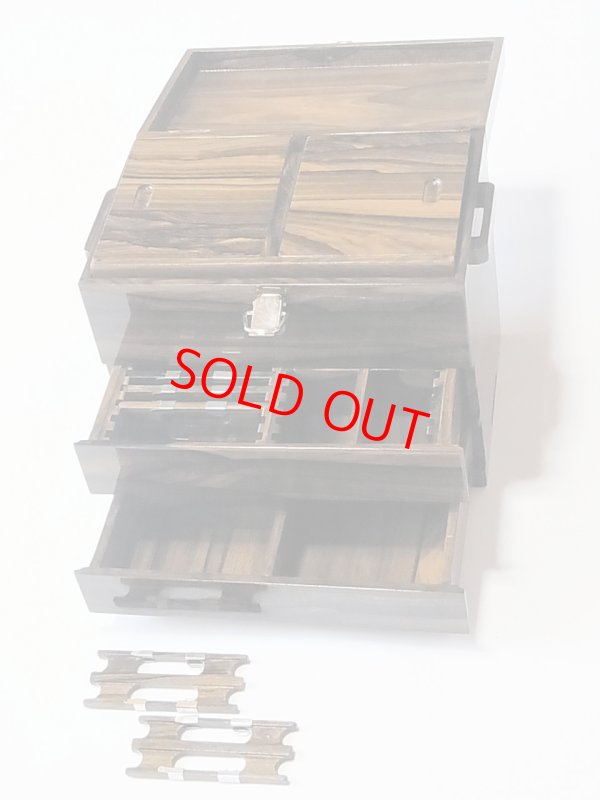 画像5: 総シャム柿道具箱　小　二段引き出し　変わり開け　シャム柿仕掛け巻き１０本付き