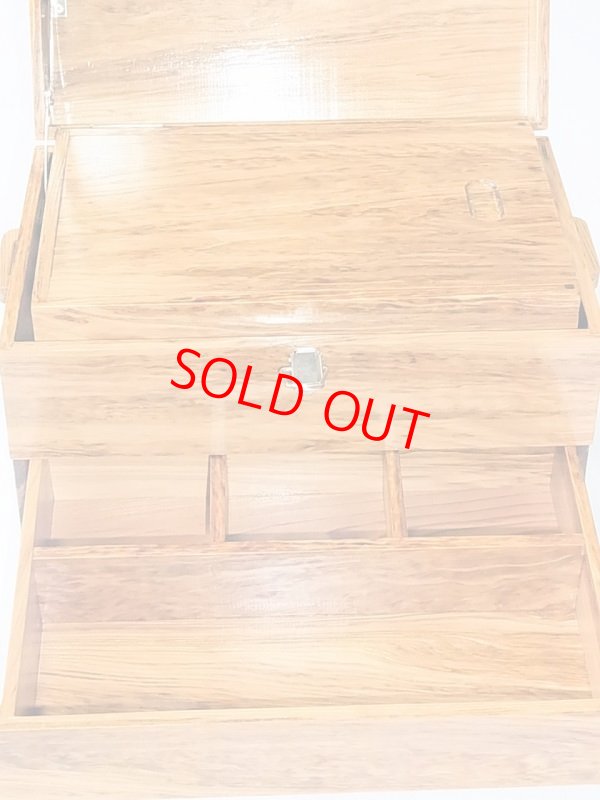 画像5: 総屋久杉道具箱　大　二段引き出し　変わり開け　黒柿仕掛け巻き１０本付き　ベルト付き