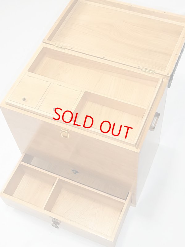 画像2: 国産杉材使用　座布団付き合切箱　１段引き出し　ワイドタイプ