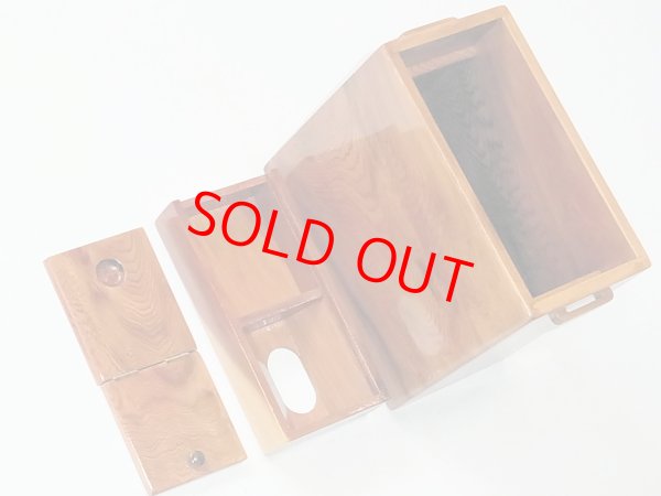 画像4: 国産杉材使用　上部スライド式高級水箱　鏡面仕上げ　黒柿つまみ ベルト付き