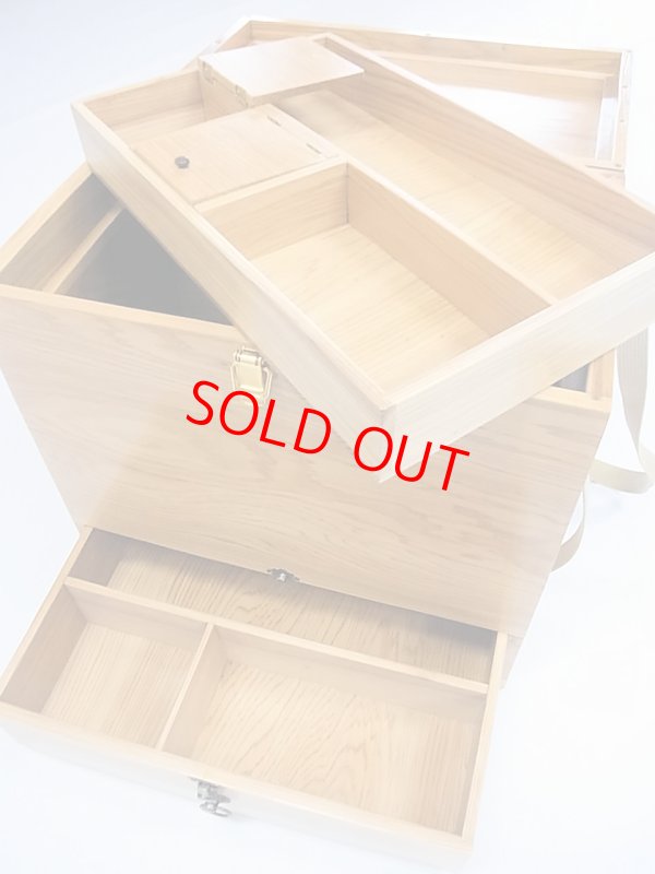 画像6: 国産杉材使用　座布団付き合切箱　１段引き出し　ワイドタイプ　ベルト付き