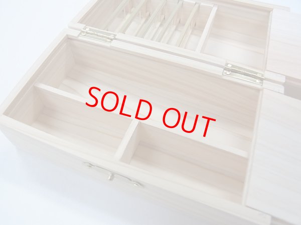 画像3: 国産檜材使用　両開き両面スライド開閉式道具箱　真竹仕掛け巻５本付き　コンパクトタイプ