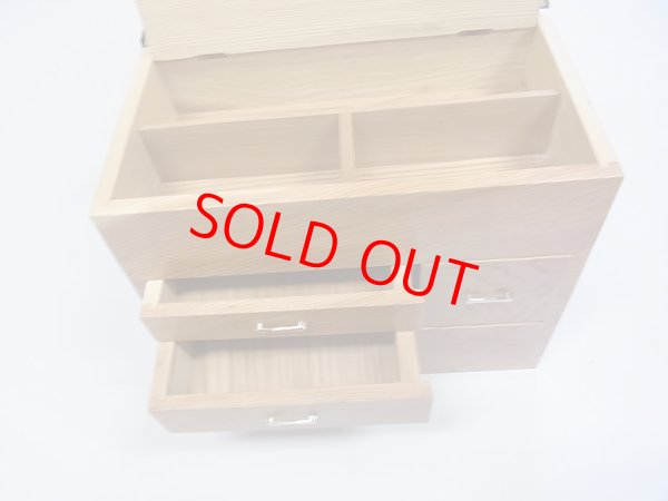 画像6: 国産杉材使用　座布団付き総引き出し合切箱　合切箱カバー、 ベルト付き