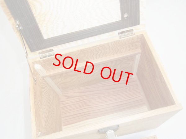 画像6: 国産杉材、黒柿材使用　合切箱　無塗装　なかご蓋スライド２枚式開閉　 ベルト付き 