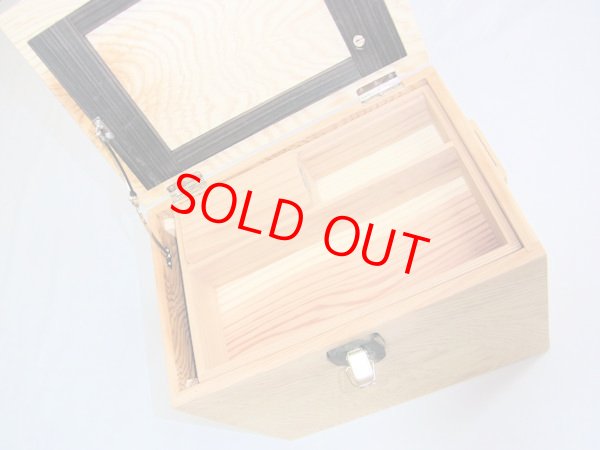 画像3: 国産杉材、黒柿材使用　合切箱　無塗装　なかご蓋スライド２枚式開閉　 ベルト付き 