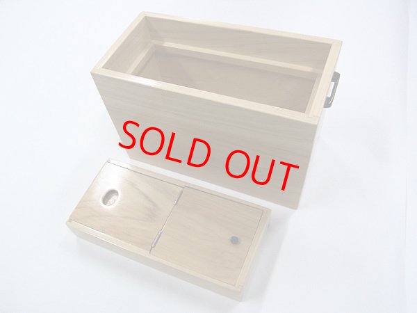 画像5: 新春初売り！４０％OFF!国産檜材使用道具箱　兼水箱　上蓋スライド開閉　なかご下スライド 　ベルト付き 