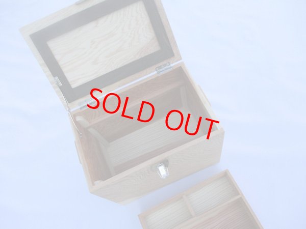 画像5: 新春初売り！３０％ＯＦＦ！国産杉材、黒柿材使用　合切箱　無塗装　なかご蓋スライド２枚式開閉　 ベルト付き 