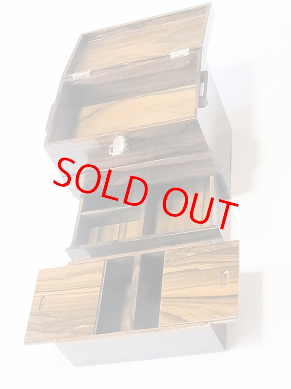 画像3: 総シャム柿道具箱　小　二段引き出し　変わり開け　シャム柿仕掛け巻き１０本付き