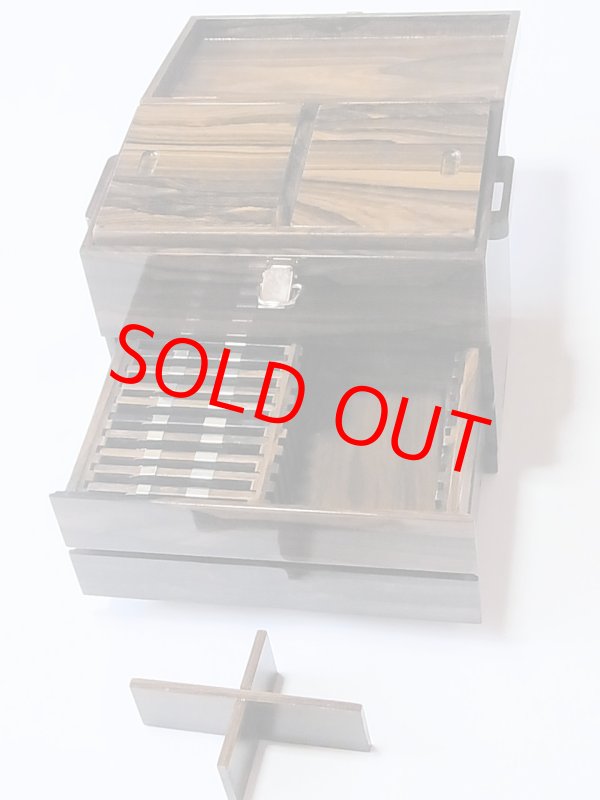 画像6: 総シャム柿道具箱　小　二段引き出し　変わり開け　シャム柿仕掛け巻き１０本付き