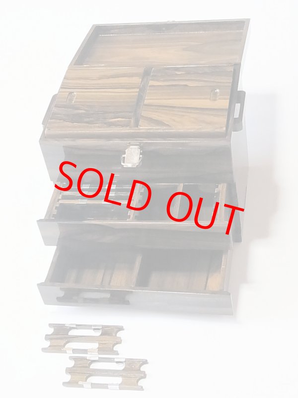 画像5: 総シャム柿道具箱　小　二段引き出し　変わり開け　シャム柿仕掛け巻き１０本付き