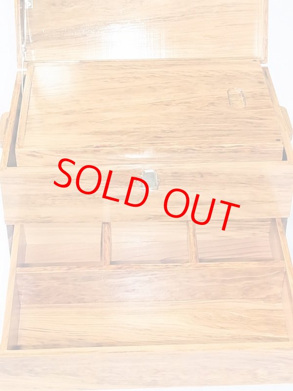 画像5: 総屋久杉道具箱　大　二段引き出し　変わり開け　黒柿仕掛け巻き１０本付き　ベルト付き