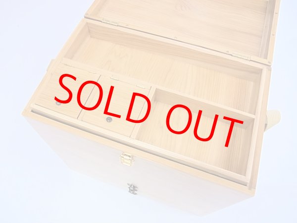 画像3: 国産杉材使用　座布団付き合切箱　１段引き出し　ワイドタイプ　ベルト付き