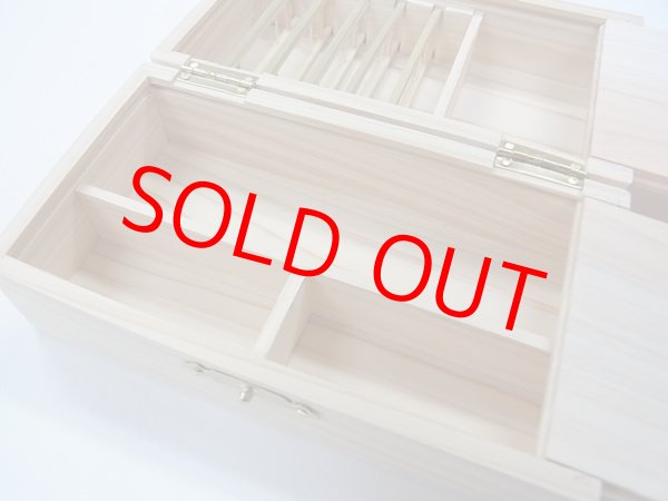 画像3: 国産檜材使用　両開き両面スライド開閉式道具箱　真竹仕掛け巻５本付き　コンパクトタイプ