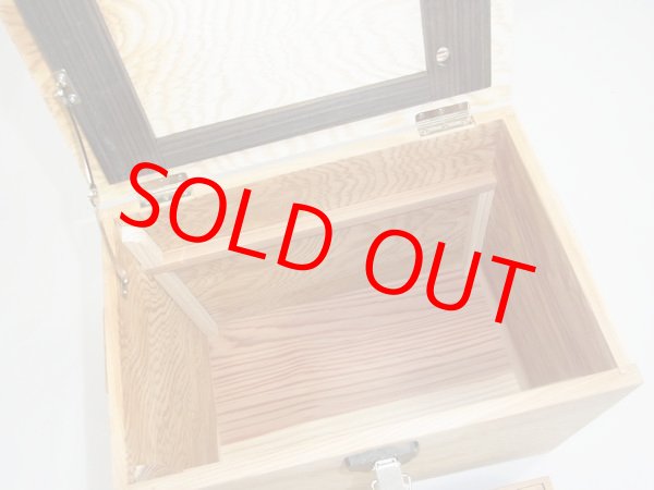 画像6: 国産杉材、黒柿材使用　合切箱　無塗装　なかご蓋スライド２枚式開閉　 ベルト付き 