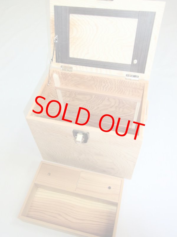 画像5: 国産杉材、黒柿材使用　合切箱　無塗装　なかご蓋スライド２枚式開閉　 ベルト付き 