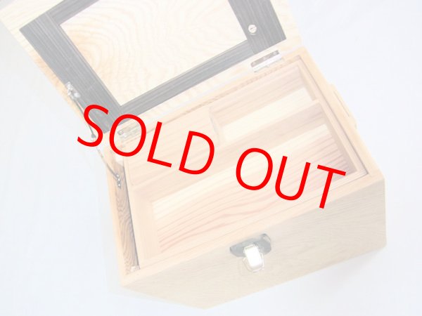 画像3: 国産杉材、黒柿材使用　合切箱　無塗装　なかご蓋スライド２枚式開閉　 ベルト付き 