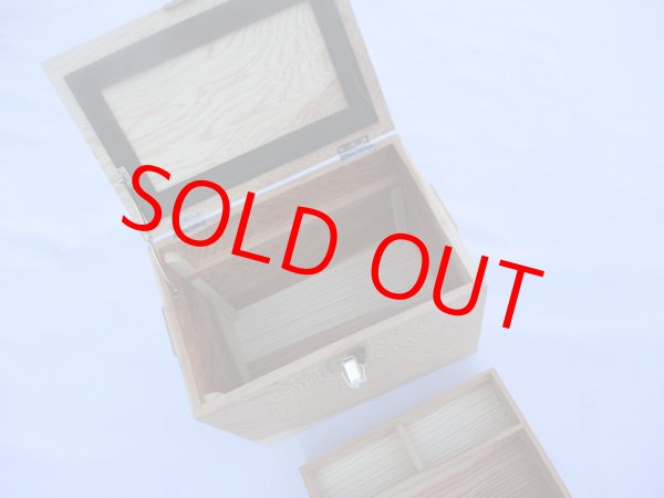 画像5: 新春初売り！３０％ＯＦＦ！国産杉材、黒柿材使用　合切箱　無塗装　なかご蓋スライド２枚式開閉　 ベルト付き 