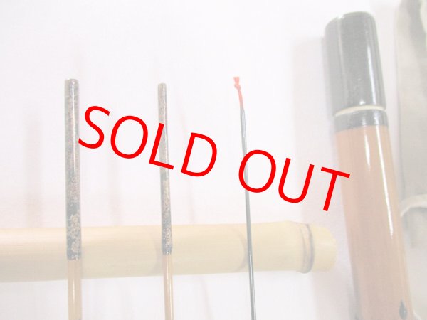 画像3: 新作　竿昭作　たなご竿　朱緑梨地粉研ぎ出し　矢竹　真竹削り穂 　三本継ぎ　一尺五寸　 