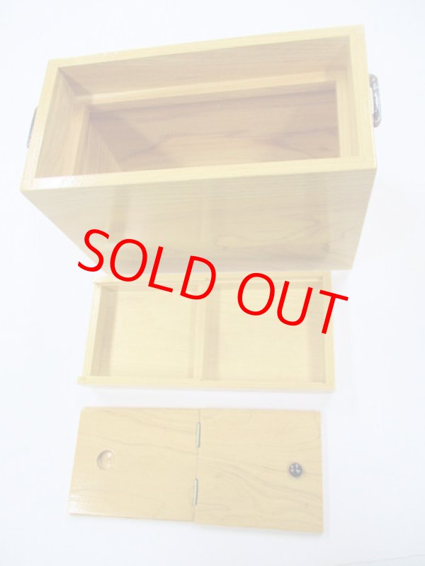 画像7: 特価品！国産檜材　黒柿材使用　上部スライド式道具箱　ベルト付き